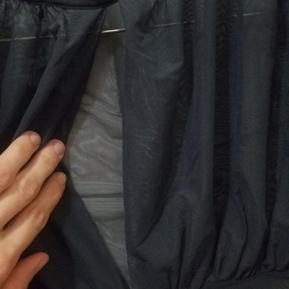 NWT DARK BLUE GRAY DRAPED SLIT TULLE TOP - Picture 8 of 9